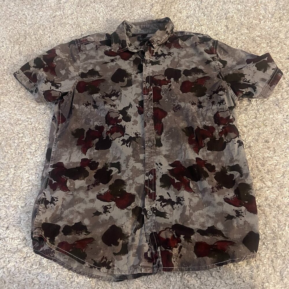 INC Abstract Print Button Up Shirt Size M
